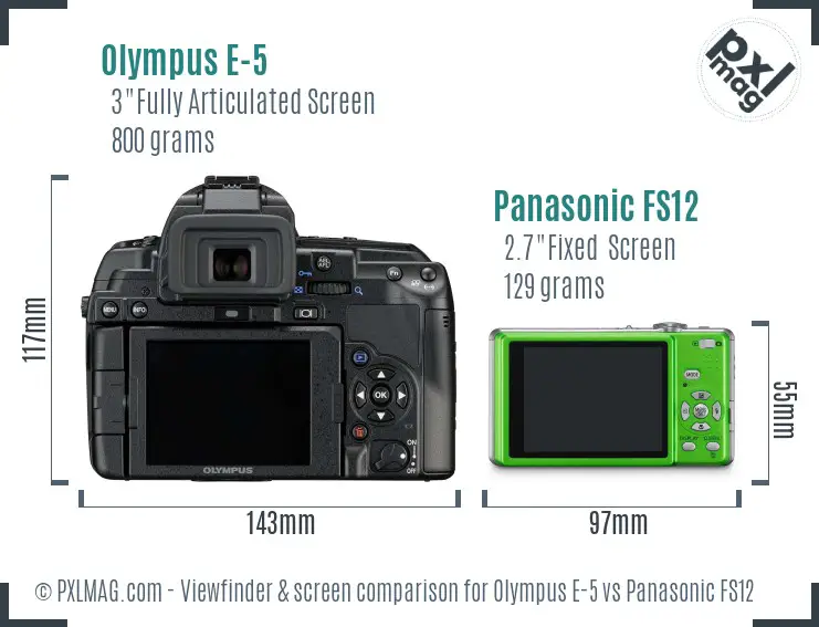 Olympus E-5 vs Panasonic FS12 Screen and Viewfinder comparison