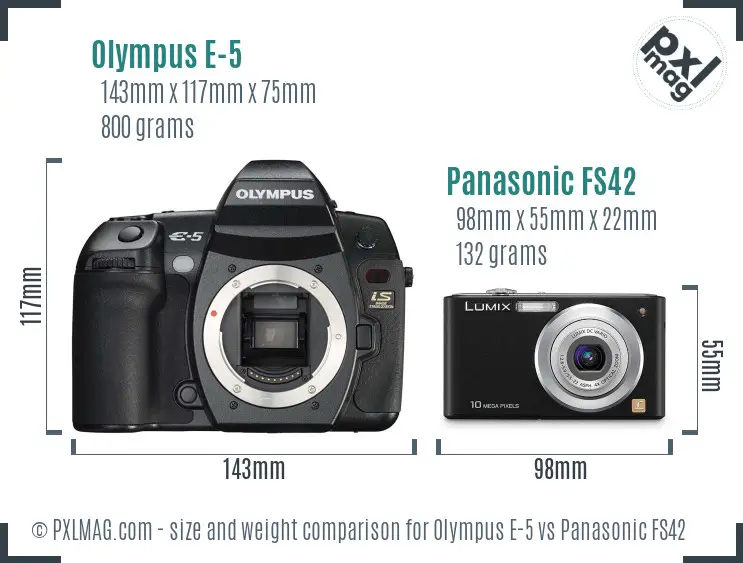 Olympus E-5 vs Panasonic FS42 size comparison