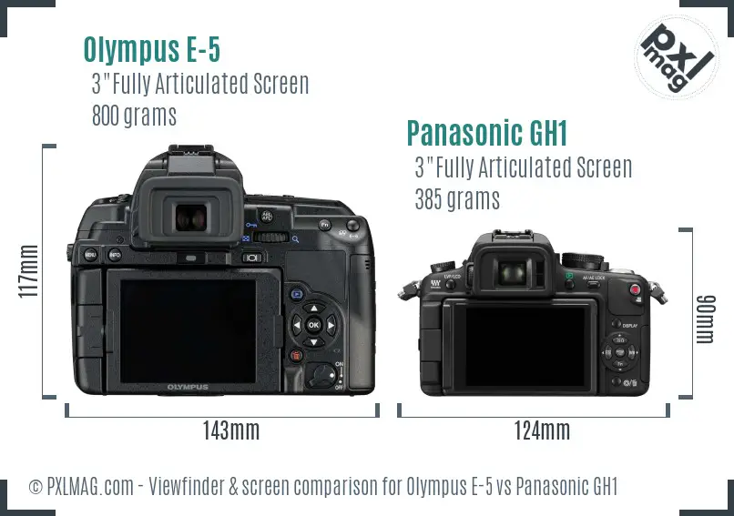 Olympus E-5 vs Panasonic GH1 Screen and Viewfinder comparison