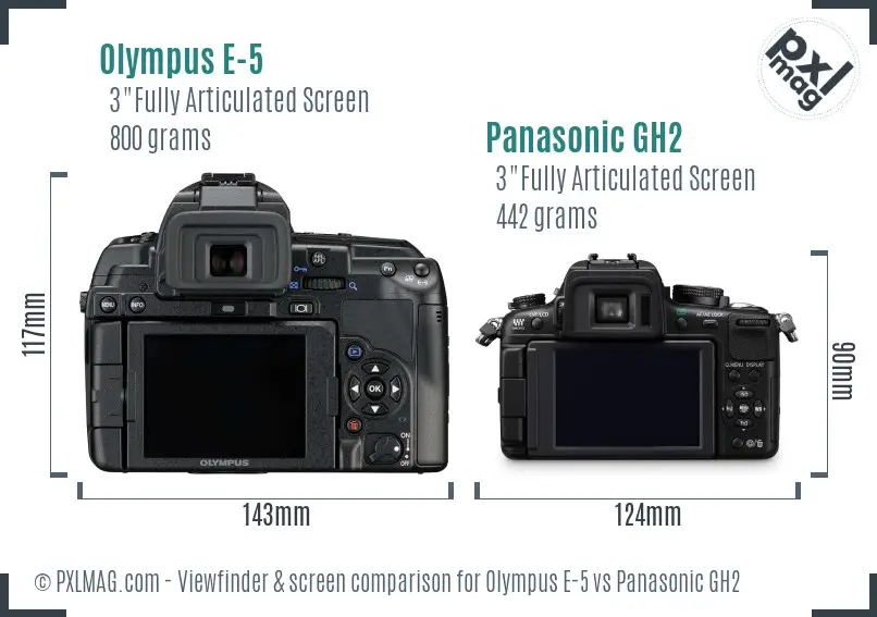 Olympus E-5 vs Panasonic GH2 Screen and Viewfinder comparison