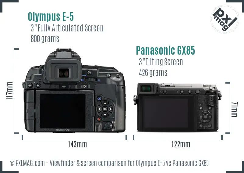 Olympus E-5 vs Panasonic GX85 Screen and Viewfinder comparison