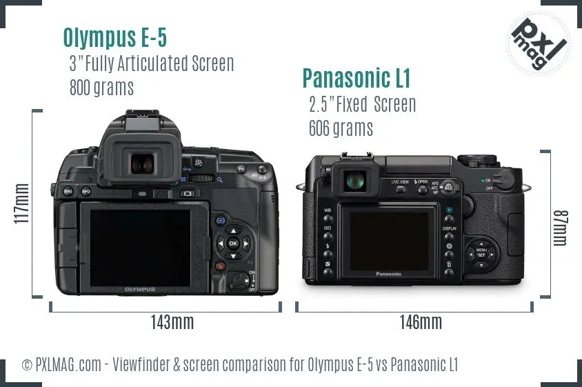 Olympus E-5 vs Panasonic L1 Screen and Viewfinder comparison