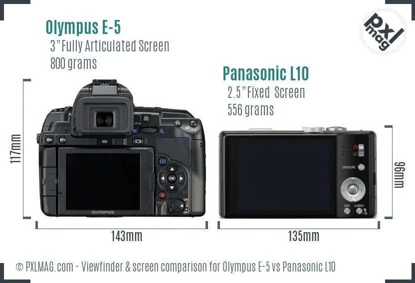 Olympus E-5 vs Panasonic L10 Screen and Viewfinder comparison