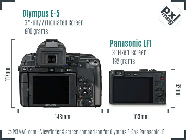 Olympus E-5 vs Panasonic LF1 Screen and Viewfinder comparison
