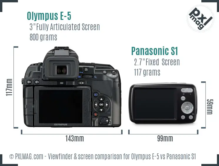 Olympus E-5 vs Panasonic S1 Screen and Viewfinder comparison