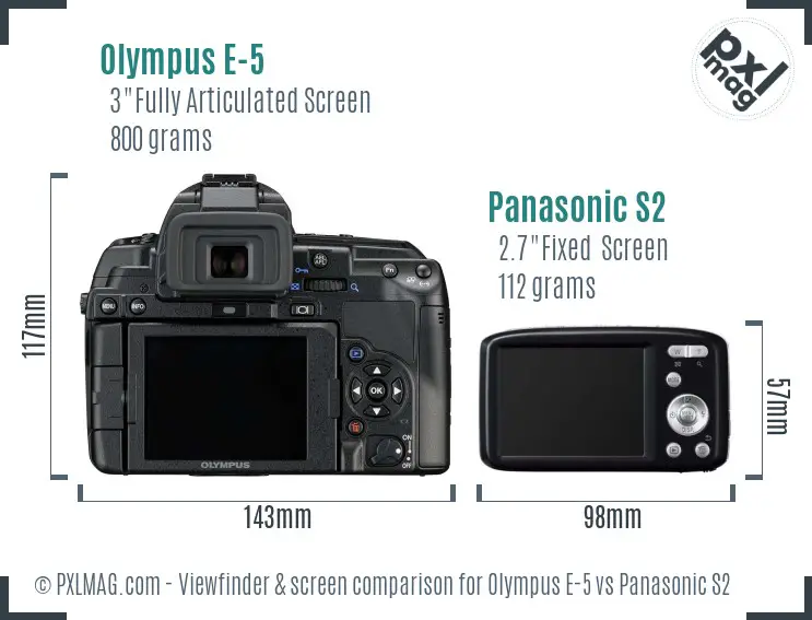 Olympus E-5 vs Panasonic S2 Screen and Viewfinder comparison