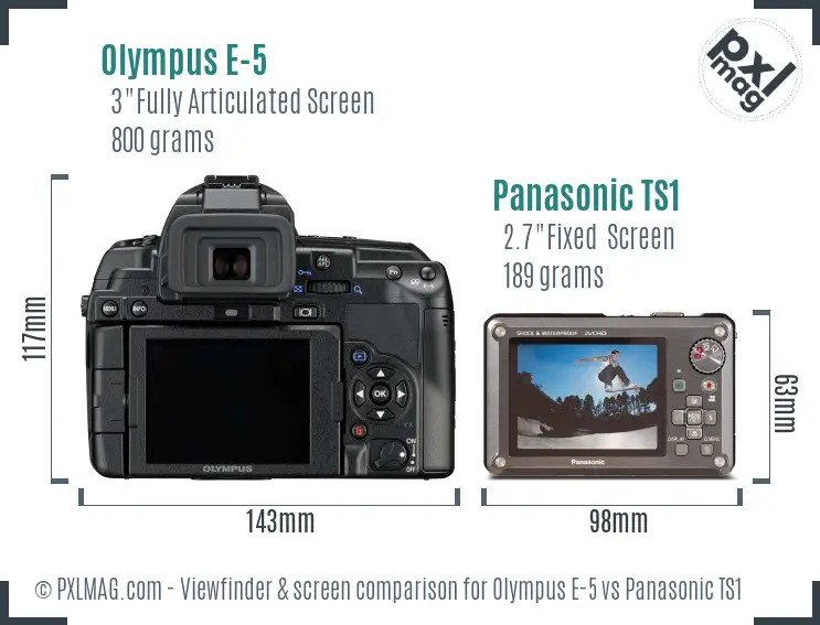 Olympus E-5 vs Panasonic TS1 Screen and Viewfinder comparison
