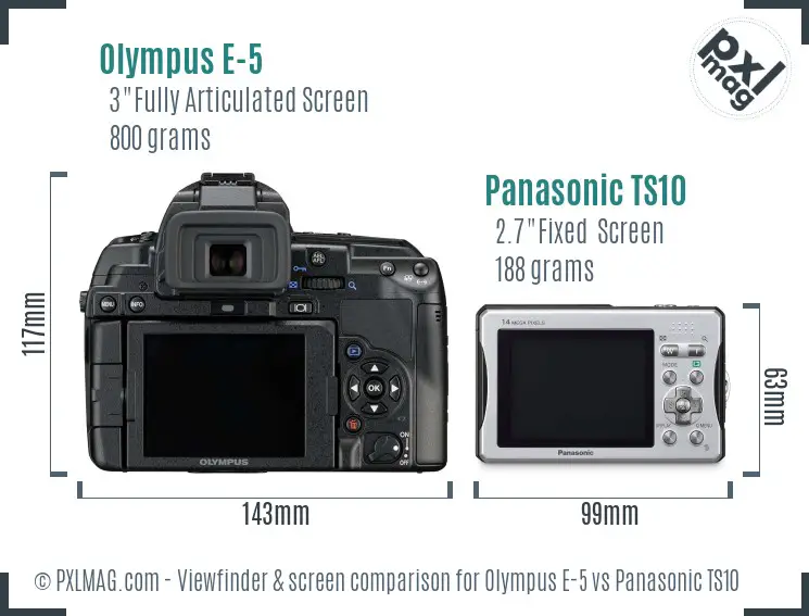 Olympus E-5 vs Panasonic TS10 Screen and Viewfinder comparison