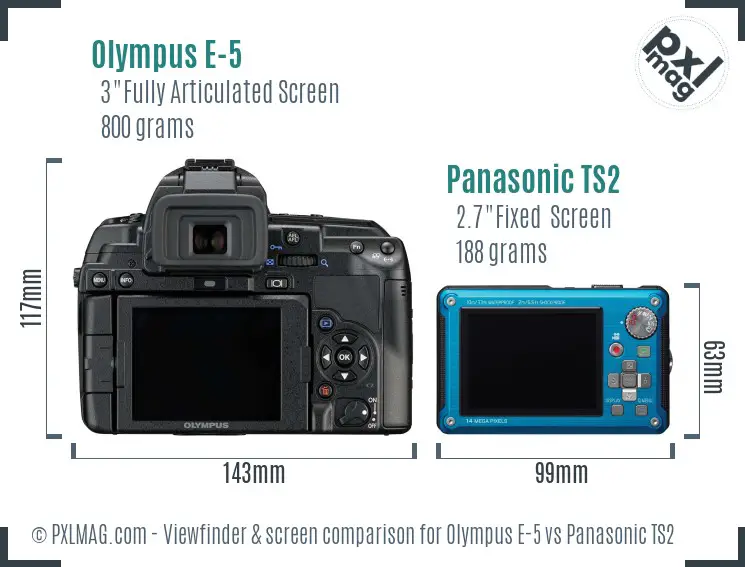 Olympus E-5 vs Panasonic TS2 Screen and Viewfinder comparison