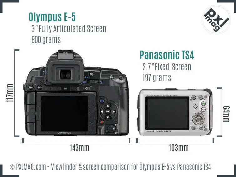 Olympus E-5 vs Panasonic TS4 Screen and Viewfinder comparison