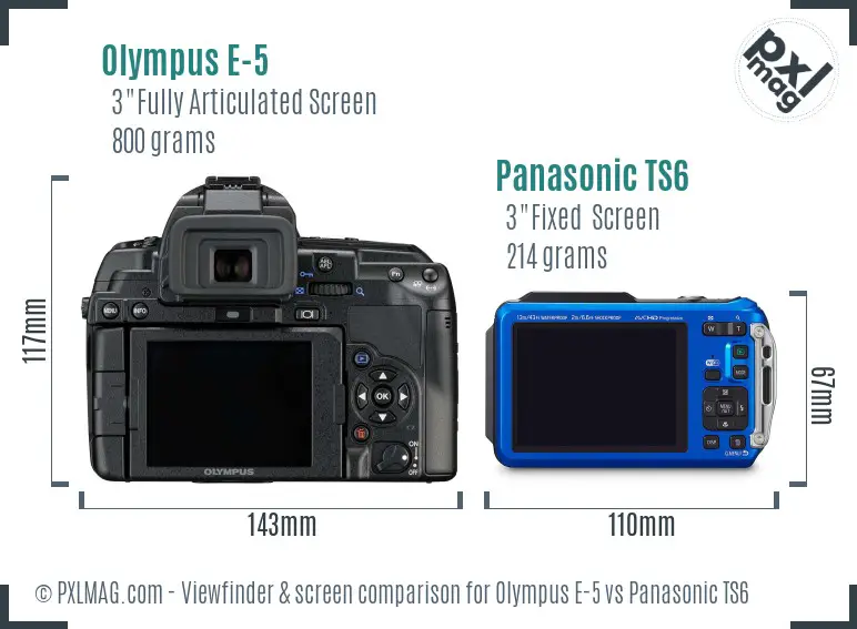 Olympus E-5 vs Panasonic TS6 Screen and Viewfinder comparison