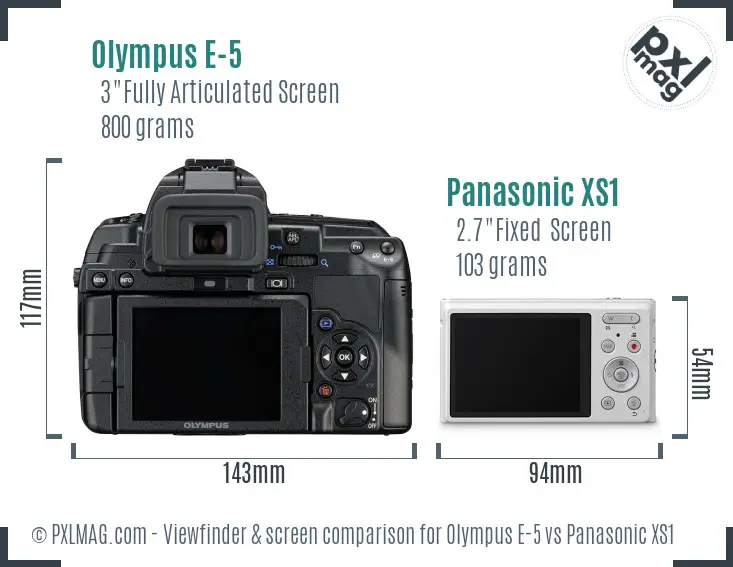 Olympus E-5 vs Panasonic XS1 Screen and Viewfinder comparison