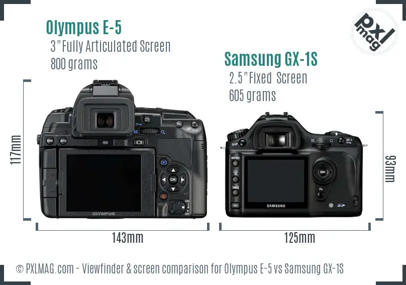 Olympus E-5 vs Samsung GX-1S Screen and Viewfinder comparison Olympus E-5 vs Samsung GX-1S Screen and Viewfinder comparison
