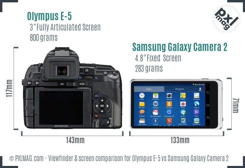 Olympus E-5 vs Samsung Galaxy Camera 2 Screen and Viewfinder comparison