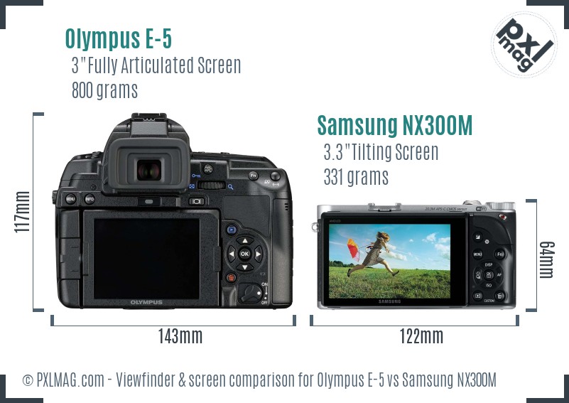 Olympus E-5 vs Samsung NX300M Screen and Viewfinder comparison