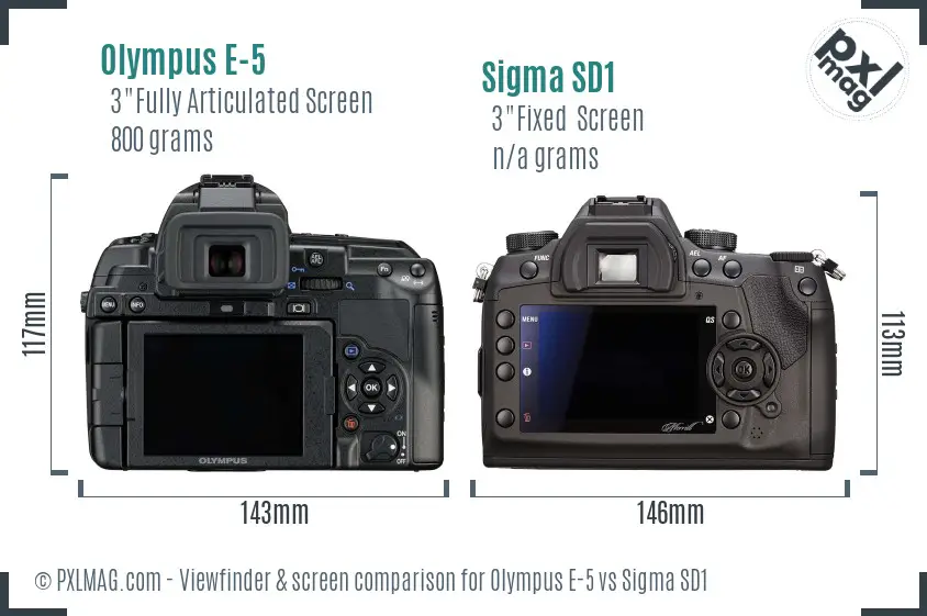 Olympus E-5 vs Sigma SD1 Screen and Viewfinder comparison