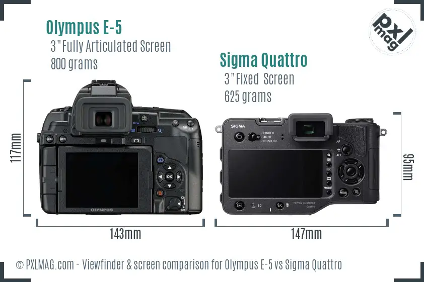 Olympus E-5 vs Sigma Quattro Screen and Viewfinder comparison Olympus E-5 vs Sigma Quattro Screen and Viewfinder comparison