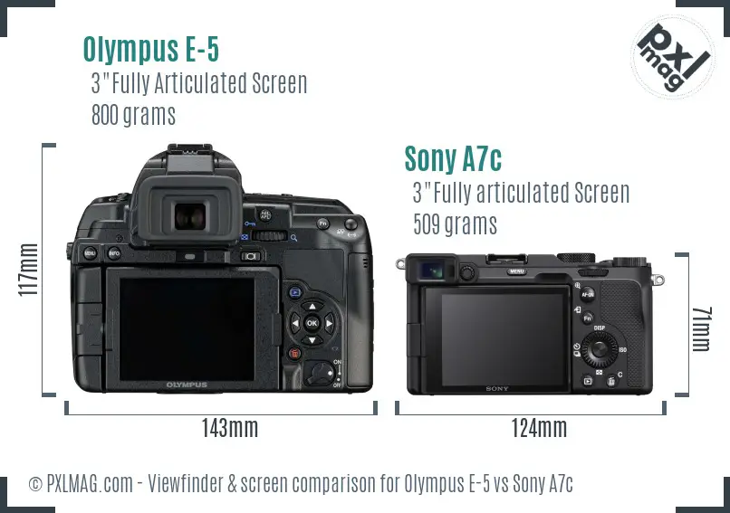 Olympus E-5 vs Sony A7c Screen and Viewfinder comparison Olympus E-5 vs Sony A7c Screen and Viewfinder comparison