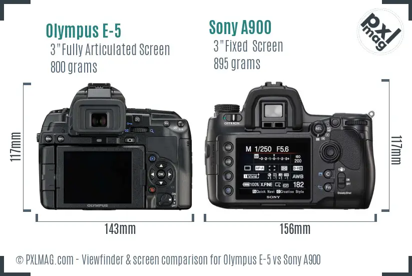 Olympus E-5 vs Sony A900 Screen and Viewfinder comparison