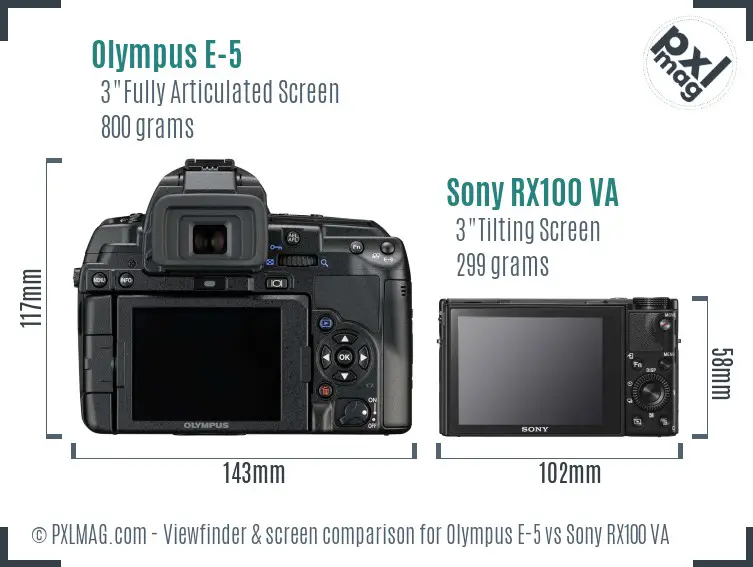 Olympus E-5 vs Sony RX100 VA Screen and Viewfinder comparison