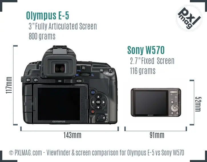 Olympus E-5 vs Sony W570 Screen and Viewfinder comparison