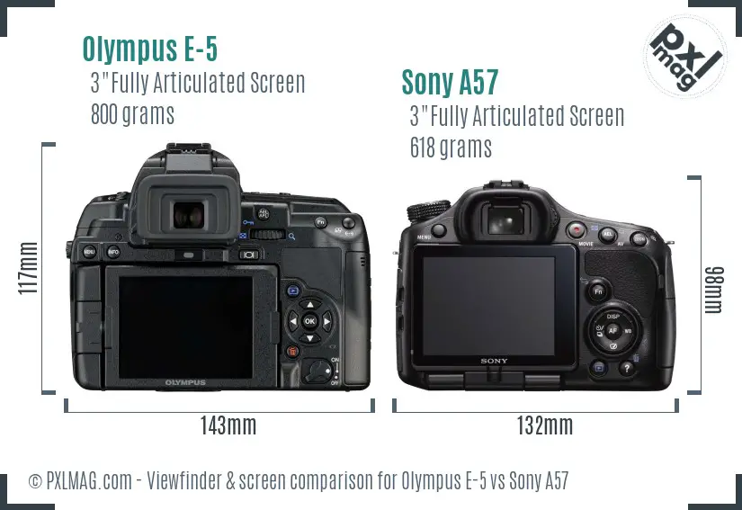 Olympus E-5 vs Sony A57 Screen and Viewfinder comparison Olympus E-5 vs Sony A57 Screen and Viewfinder comparison