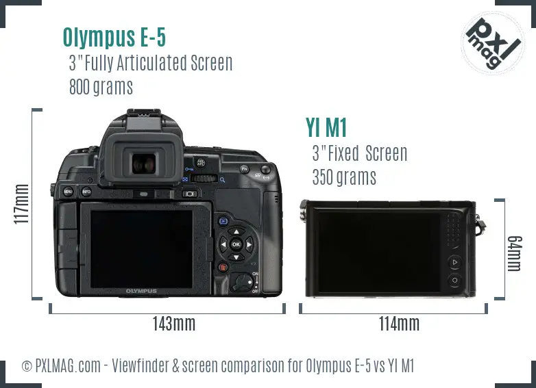 Olympus E-5 vs YI M1 Screen and Viewfinder comparison