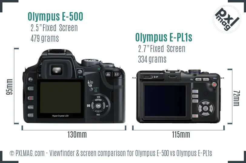 Olympus E-500 vs Olympus E-PL1s Screen and Viewfinder comparison