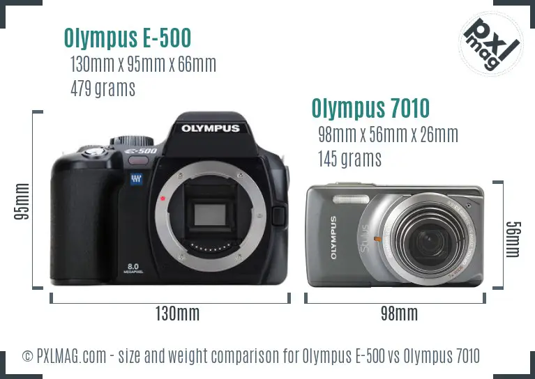 Olympus E-500 vs Olympus 7010 size comparison