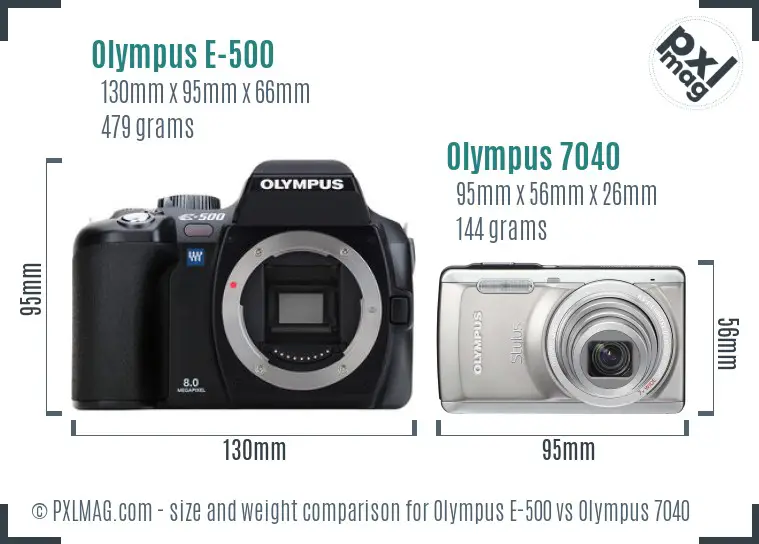 Olympus E-500 vs Olympus 7040 size comparison
