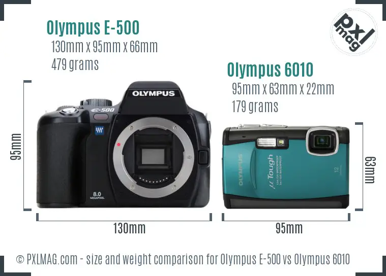 Olympus E-500 vs Olympus 6010 size comparison
