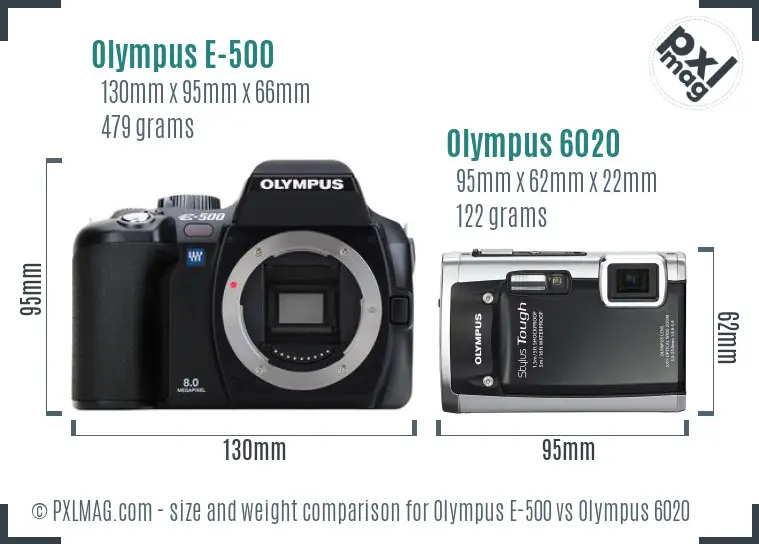 Olympus E-500 vs Olympus 6020 size comparison