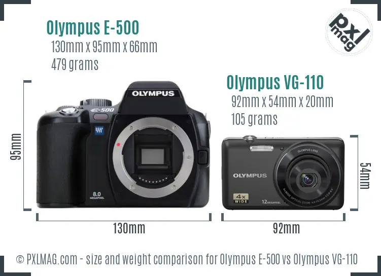Olympus E-500 vs Olympus VG-110 size comparison