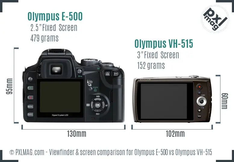 Olympus E-500 vs Olympus VH-515 Screen and Viewfinder comparison