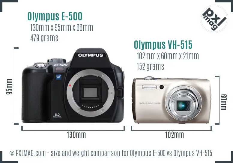 Olympus E-500 vs Olympus VH-515 size comparison