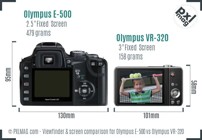 Olympus E-500 vs Olympus VR-320 Screen and Viewfinder comparison