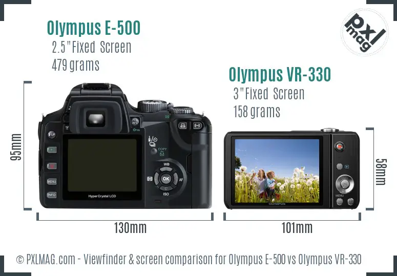 Olympus E-500 vs Olympus VR-330 Screen and Viewfinder comparison