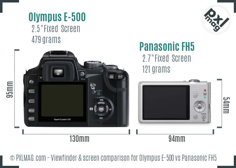 Olympus E-500 vs Panasonic FH5 Screen and Viewfinder comparison