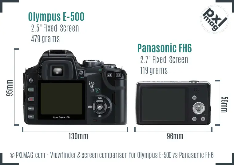 Olympus E-500 vs Panasonic FH6 Screen and Viewfinder comparison