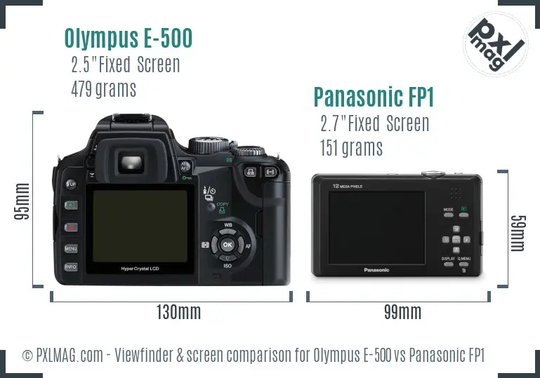 Olympus E-500 vs Panasonic FP1 Screen and Viewfinder comparison