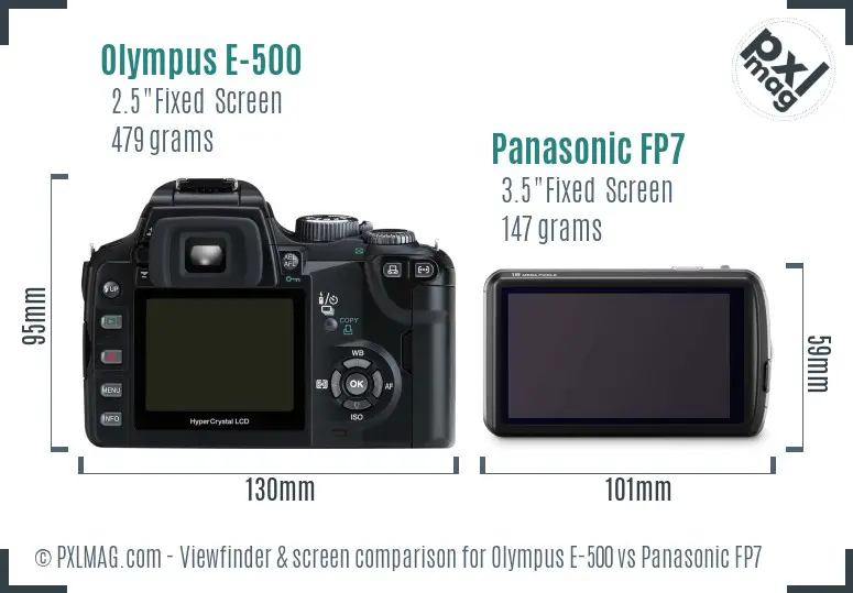 Olympus E-500 vs Panasonic FP7 Screen and Viewfinder comparison