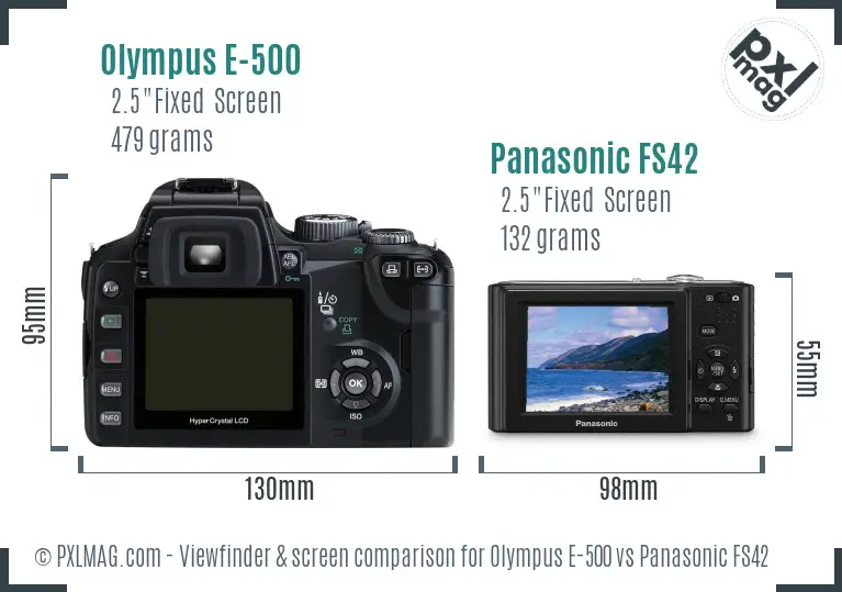 Olympus E-500 vs Panasonic FS42 Screen and Viewfinder comparison