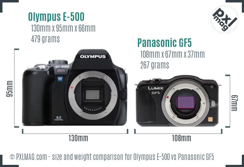 Olympus E-500 vs Panasonic GF5 size comparison
