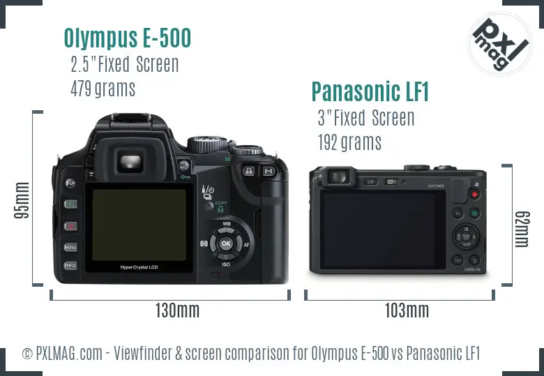 Olympus E-500 vs Panasonic LF1 Screen and Viewfinder comparison