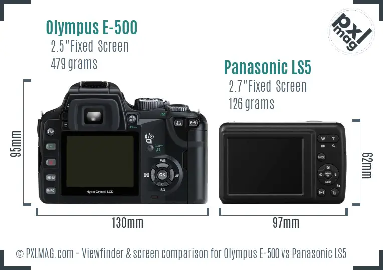 Olympus E-500 vs Panasonic LS5 Screen and Viewfinder comparison