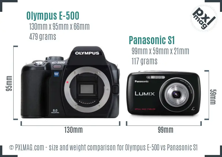 Olympus E-500 vs Panasonic S1 size comparison