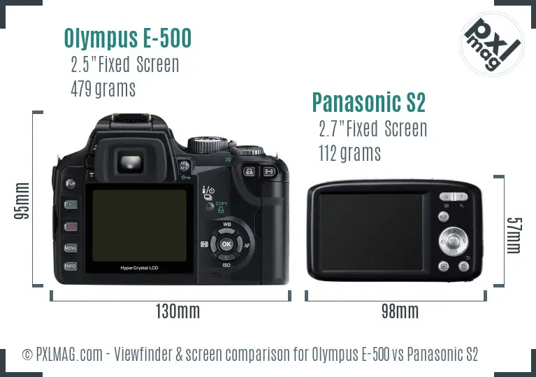Olympus E-500 vs Panasonic S2 Screen and Viewfinder comparison