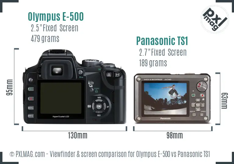 Olympus E-500 vs Panasonic TS1 Screen and Viewfinder comparison