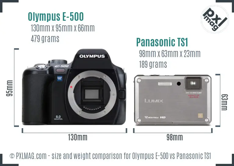 Olympus E-500 vs Panasonic TS1 size comparison