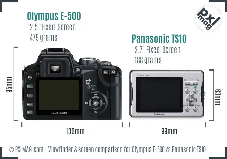 Olympus E-500 vs Panasonic TS10 Screen and Viewfinder comparison